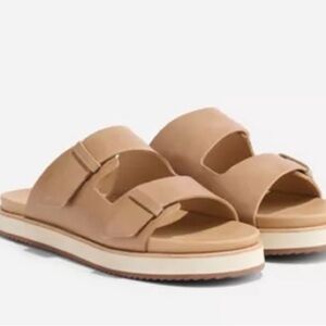 Women’s Slide Leather Sandals Tan Nisolo Ella New Size 10 runs wide, in box
